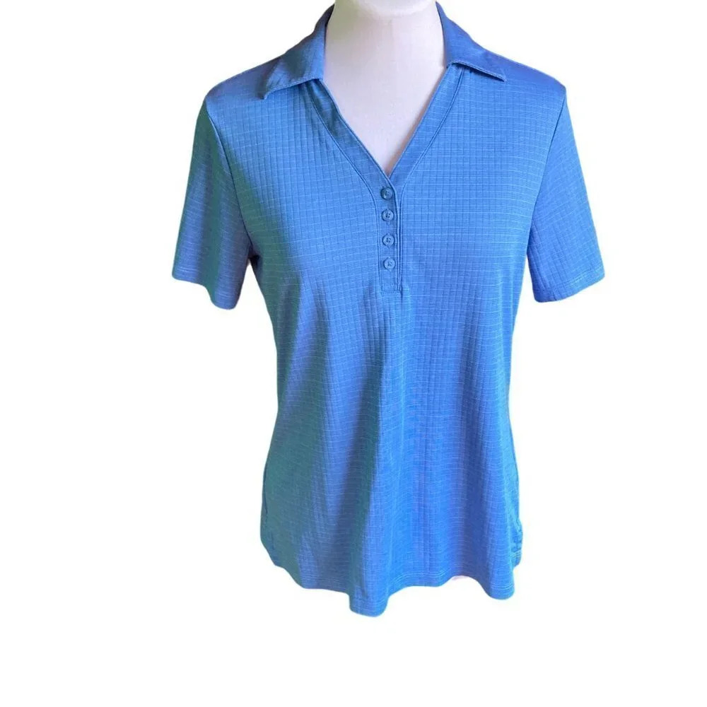 Cutter & Buck Dry Tec Short-Sleeve Blue Polo Golf Shirt, Size Medium